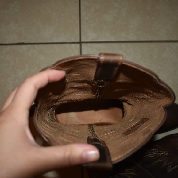 Heritage R Toe Distressed Brown Western Boot Size 11B - Picture 9 of 10